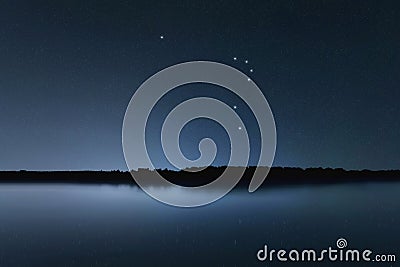 Horologium star constellation, Night sky, Cluster of stars, Deep space,Â Clock constellation, Pendulum Clock Stock Photo